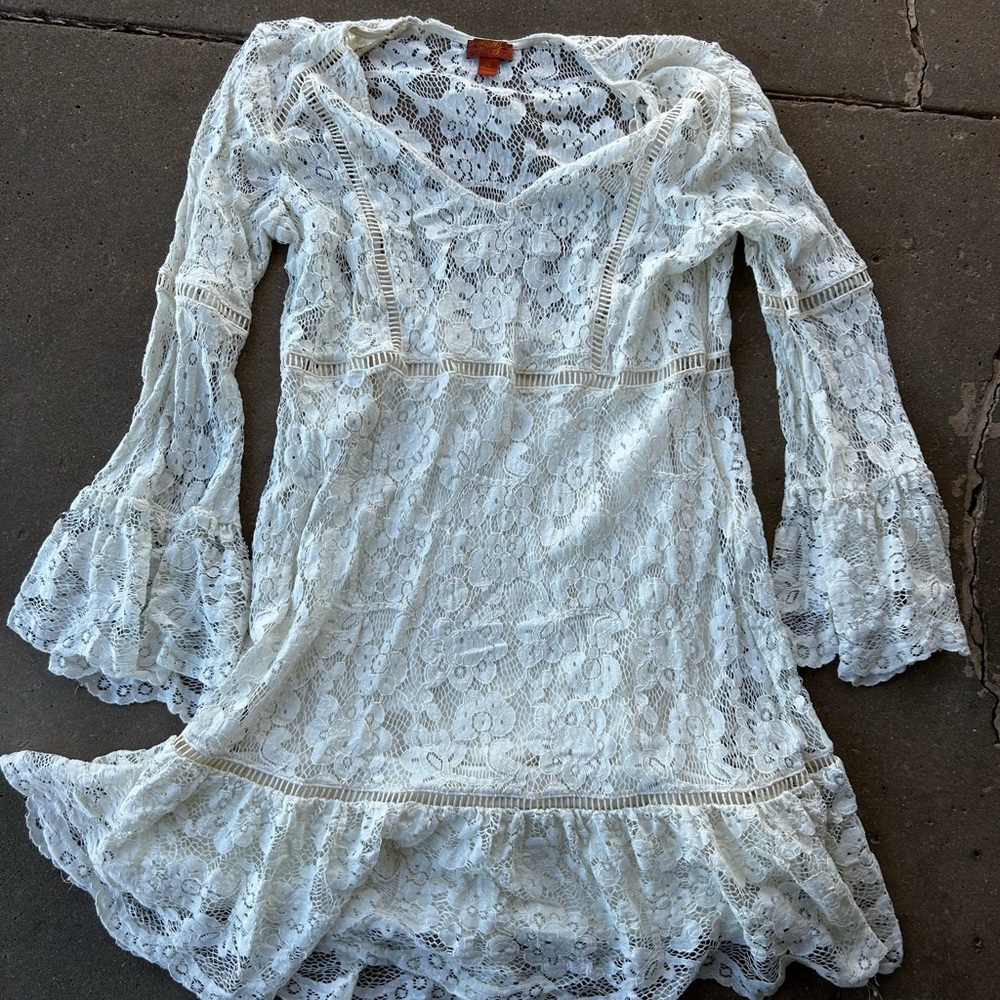 Scully White Lace Long Sleeve Dress